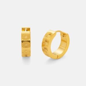 (A10) 18k Mini etched Elegant Gold Hoop Earrings